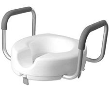 DMI Elevated Raised Locking Toilet Seat with Armrests for Round Toilets