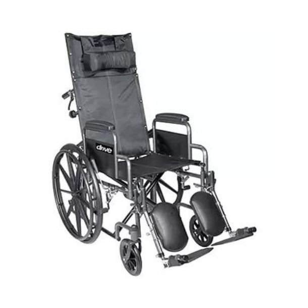 Full-Reclining Wheelchair in Silver with Elevating Legs 
